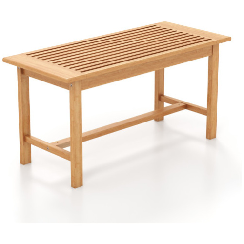 Patio Coffee Table 36 Inch Rectangular Outside Side Table with Slatted Tabletop