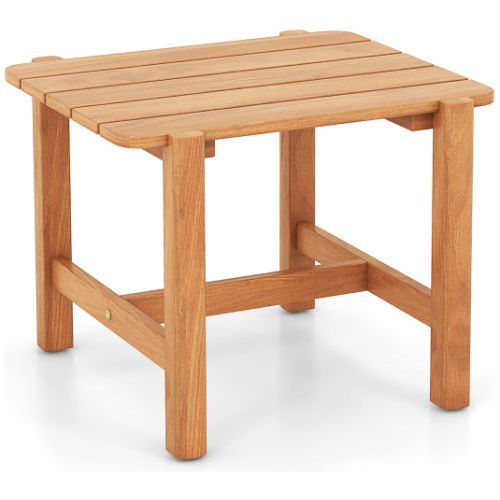 Patio Teak Wood Side Table with Slatted Tabletop for Yard