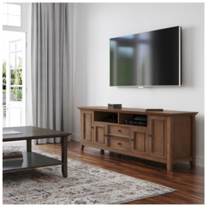 "Simpli Home Amherst 72" TV Media Stand", Rustic Natural Aged Brown