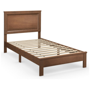 Twin Size Platform Bed Frame with Rubber Wood Leg-Walnut