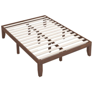 14 Inch Full Size Wood Platform Bed Frame with Wood Slat Support-Coffee