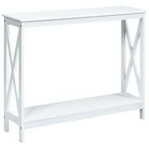 2-Tier Console X-Design Sofa Side Accent Table-White