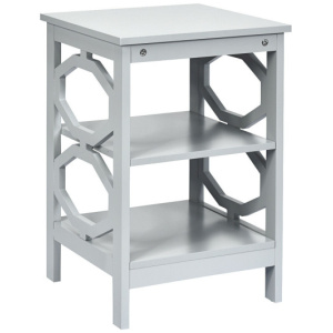 3 Tiers Nightstand Sofa Side End Accent Table-Gray