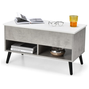 31.5 Inch Lift Top Coffee Table with Hidden Compartment and 2 Storage Shelves-Gray