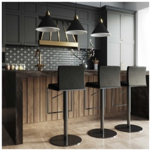 Amalfi Adjustable Height Bar Stool, Black/Black