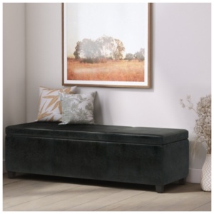 Avalon Contemporary Rectangle Storage Ottoman Bench, Black/Gray