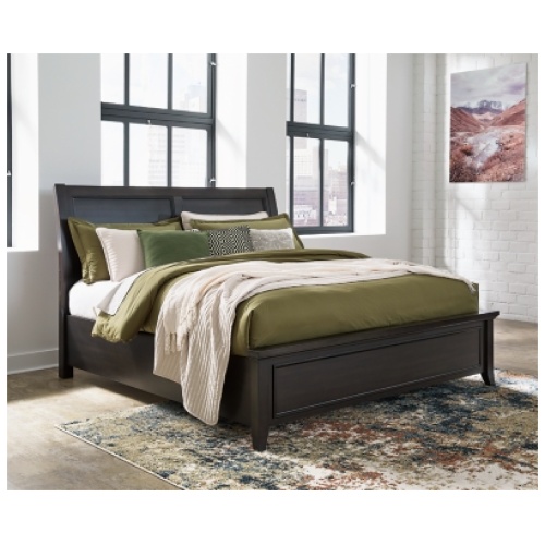 Bambori California King Sleigh Bed, Dark Brown