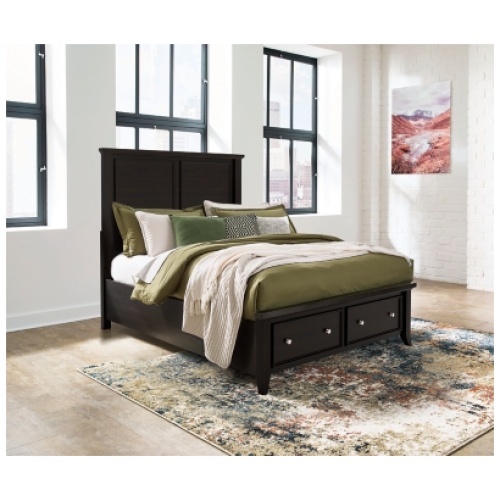 Bambori Queen Panel Storage Bed, Dark Brown