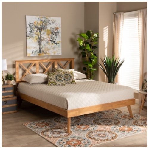 Baxton Studio Galvin Queen Platform Bed, Brown