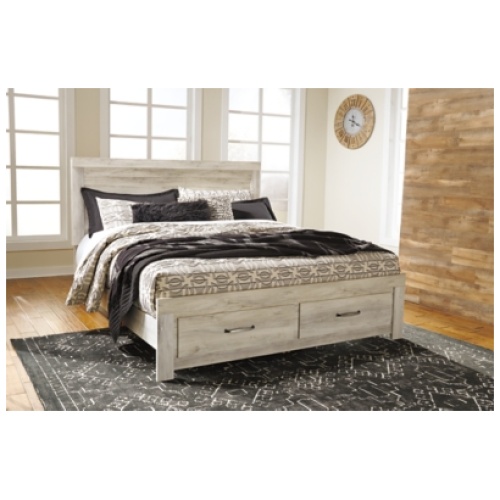 Bellaby King Platform Bed with 2 Storage Drawers, Whitewash