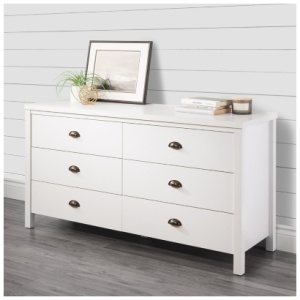 Boston 6 Drawer Dresser, White