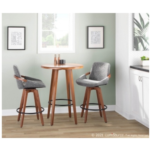 Cosmo Counter Height Bar Stool, Walnut/Gray/Black