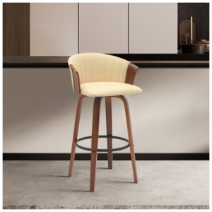 Diana Swivel Counter Stool, Cream/Walnut/Black