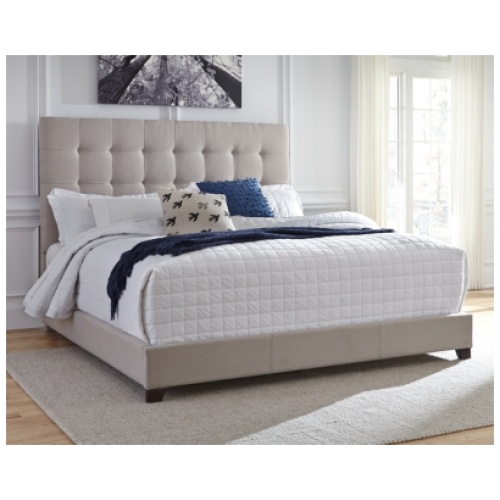 Dolante Queen Upholstered Bed with Square Button Tufting, Beige