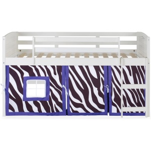 Donco Louver Low Loft Bed with Zebra Print Tent