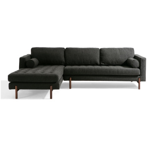 Dwell 108" Fabric Sofa Sectional Left, Noir Boucle