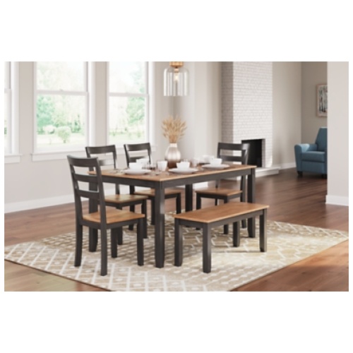 Gesthaven Dining Table with 4 Chairs and Bench (Set of 6), Natural/Brown