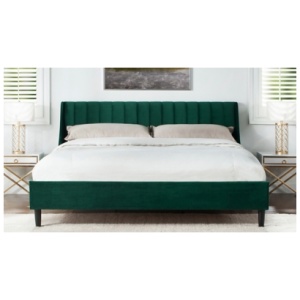 Jennifer Taylor Aspen Vertical Tufted Headboard Platform King Bed, Evergreen