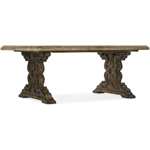 La Grange Le Vieux Double Pedestal Rectangular Dining Table with Two Leaves