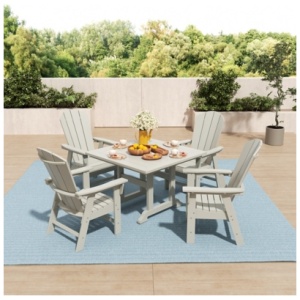 Laguna Outdoor Adirondack Square Table and 4 Chairs, Sand