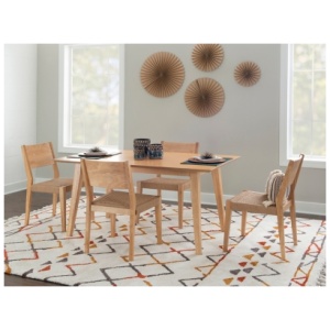 Linon Farren Dining Table and 4 Chairs, Natural