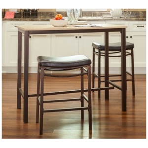 Linon Tift Dining Table and 2 Bar Stools Set, Brown