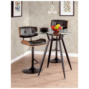 Lombardi Adjustable Height Bar Stool , Black