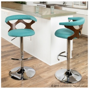 Louis Adjustable Height Bar Stool, Blue