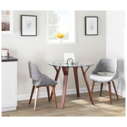 LumiSource Folia Fabrico Dining Table and 2 Chairs, Gray