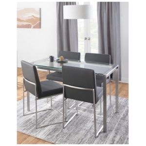 LumiSource Fuji Dining Table and 4 Chairs, Gray