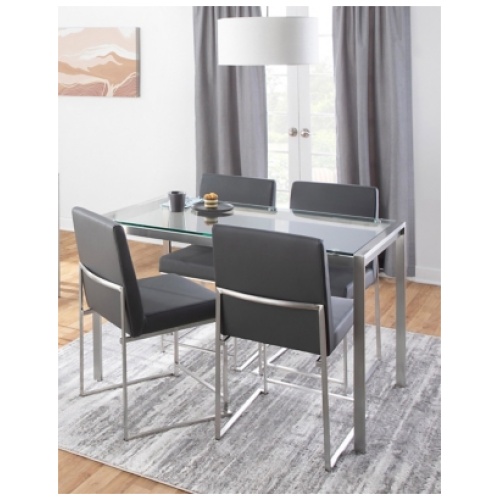 LumiSource Fuji Dining Table and 4 Chairs, Gray