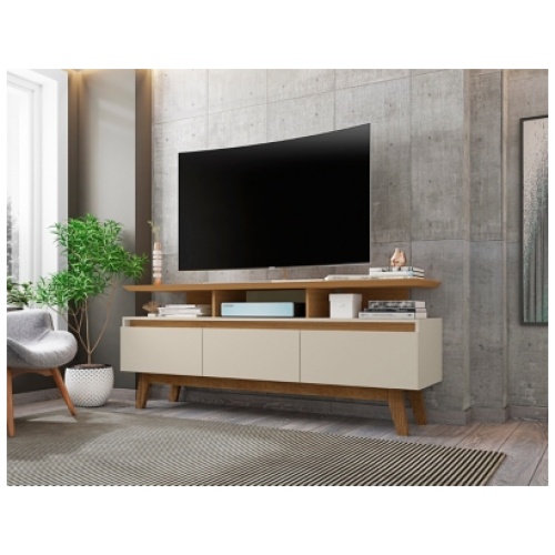 "Manhattan Comfort 63" Yonkers TV Stand", Off White/Cinnamon