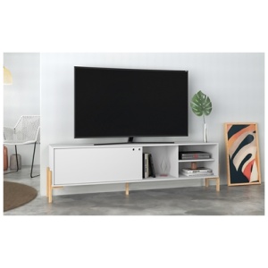 "Manhattan Comfort 73" Bowery TV Stand", White/Oak