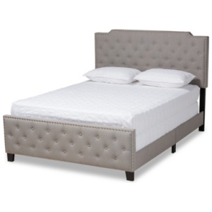 Marion Upholstered Button Tufted Panel Bed, Gray