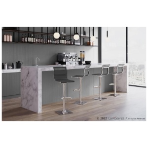 Mirage Adjustable Height Bar Stool, Black/Silver