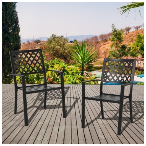 Nuu Garden Outdoor Patio Dining Chair (Set of 2), Black