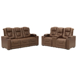 Owner's Box Dual Power Reclining Sofa and Loveseat Set, Thyme