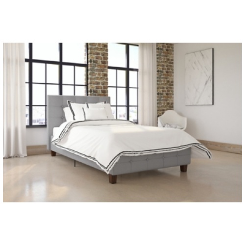 Rose Twin Upholstered Bed, Gray