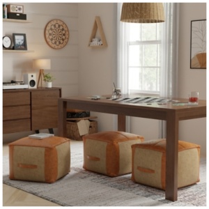 Simpli Home Atkinson Pouf, Tan