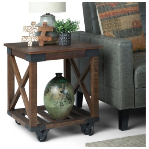 Simpli Home Industrial End Table, Brown