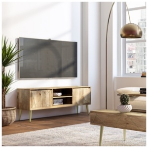 "Simpli Home Jager 60" TV Media Stand", Natural