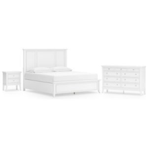 Trulani California King Panel Bed with Dresser and Nightstand, White