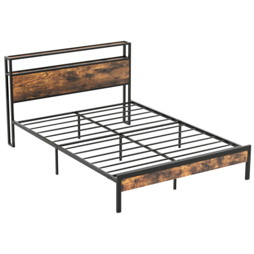 Twin/Full/Queen Bed Frame with Storage Headboard and Charging Station-Queen Size