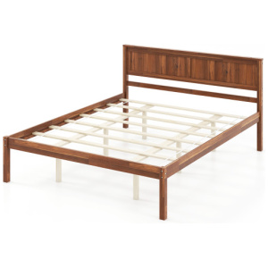 Twin/Full/Queen Size Bed Frame with Wooden Headboard and Slat Support-Queen Size