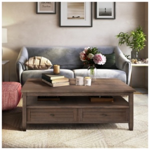 Warm Shaker Rectangle Rustic Coffee Table, Brown