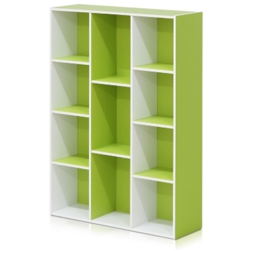 11-Cube Reversible Open Shelf Bookcase, Green