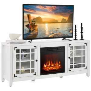 58 Inch Fireplace TV Stand with Adjustable Shelves for TVs up to 65 Inch-White