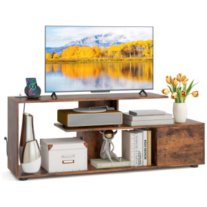 60 Inch Entertainment Center TV Stand with Power Outlet-Rustic Brown