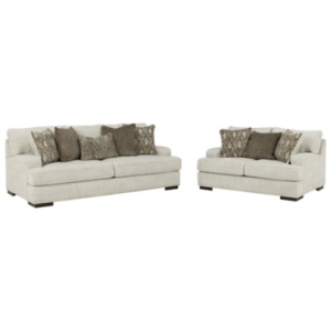 Alesandra Sofa and Loveseat, Parchment