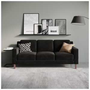 Atwater Living Janelle Velvet Sofa, Black